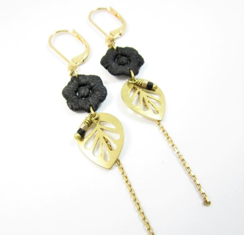 boucles d'oreilles fantaisie chic noir