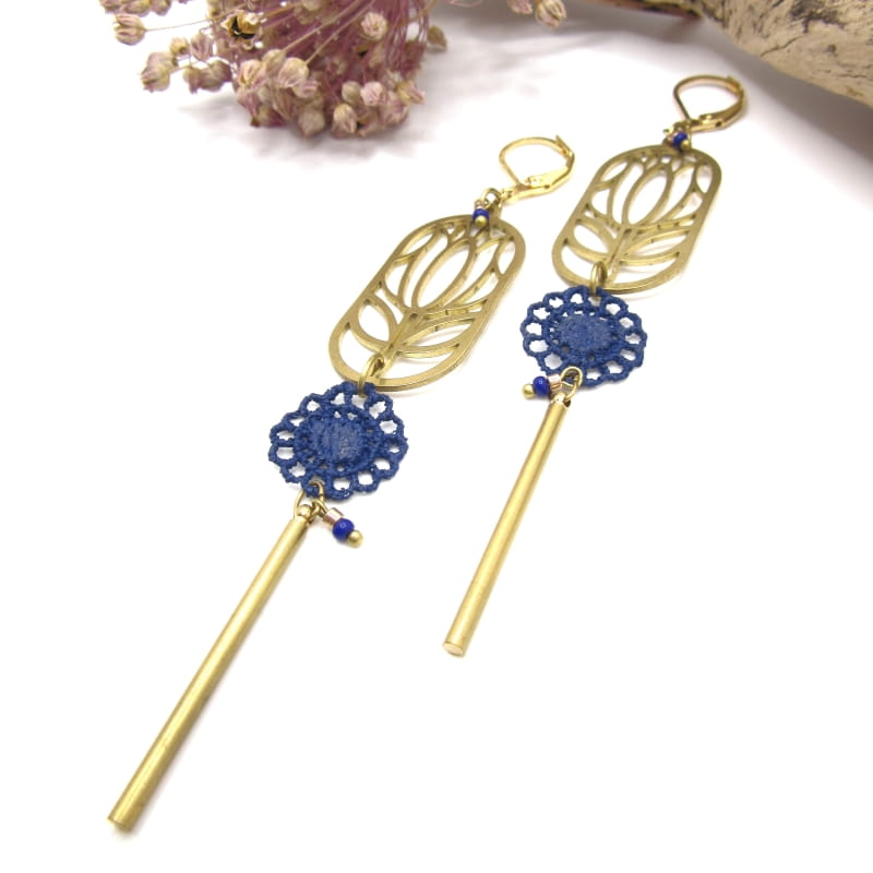 Boucles-dentelle-artisanal-bleu roi 02