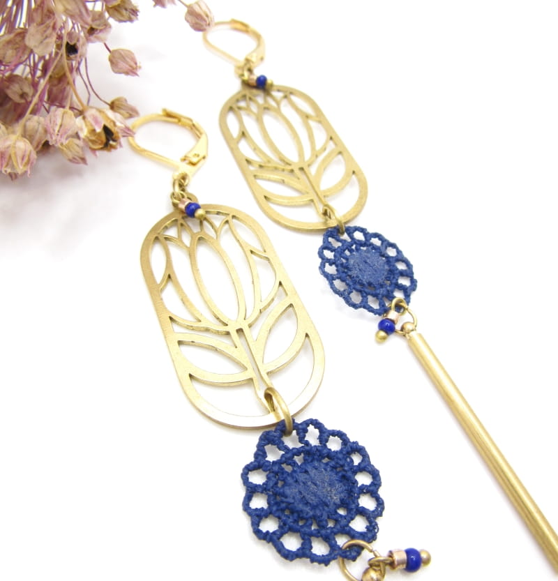 Boucles-dentelle-artisanal-bleu roi 05